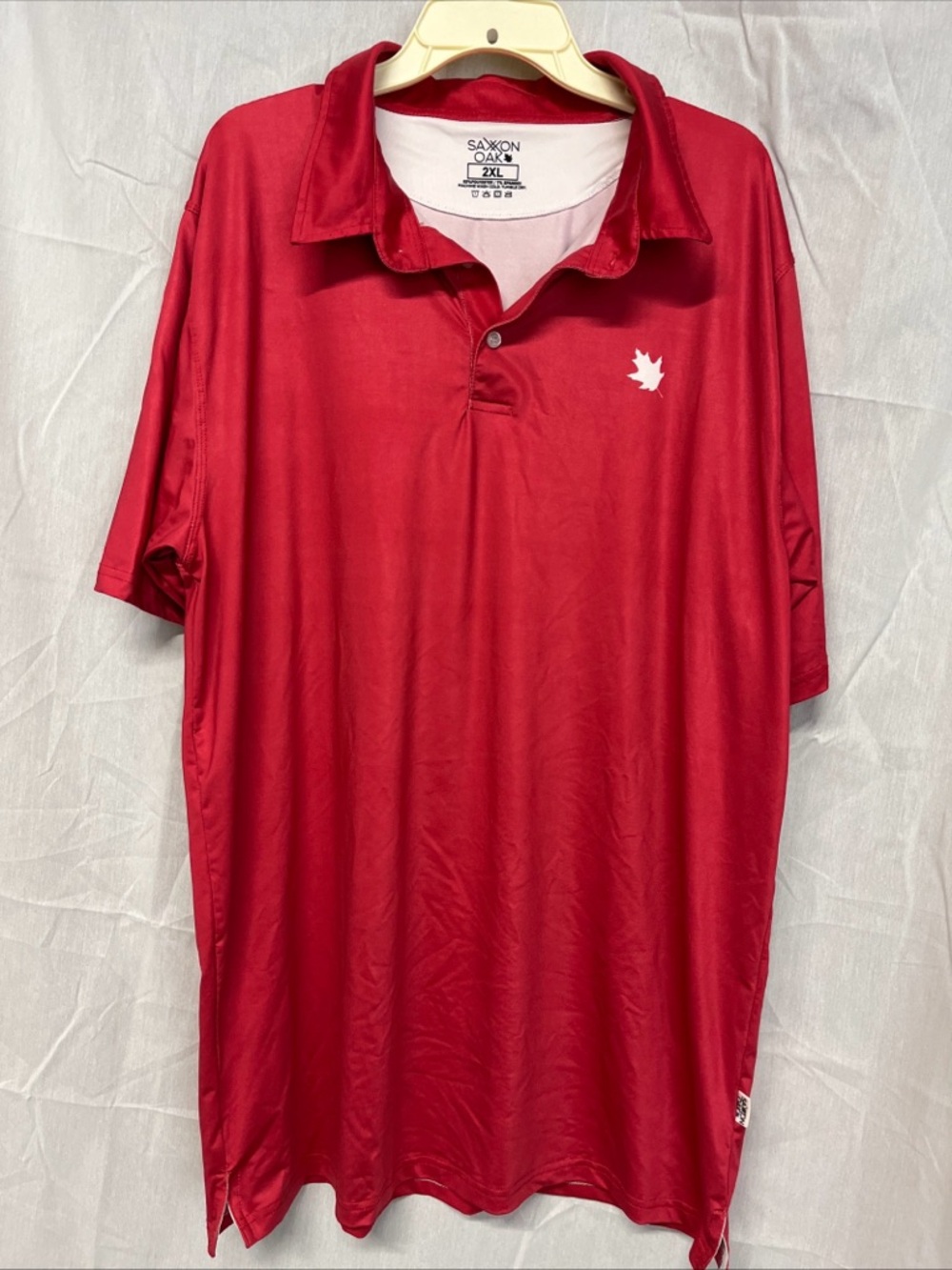 OAK Men's Red Polo with White Maple Detail